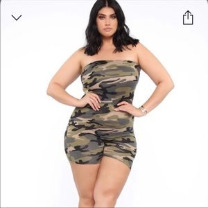 FASHION NOVA CAMO OLIVE GREEN ROMPER